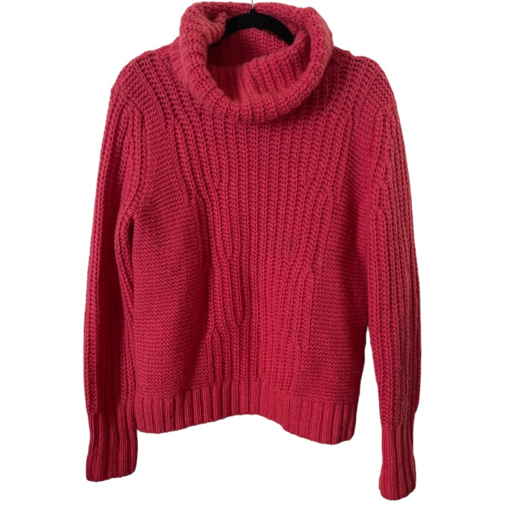 Banana Republic Alpaca/Merino pink‎ Wool Blend Chunky Cowl Sweater Barbie Pink M